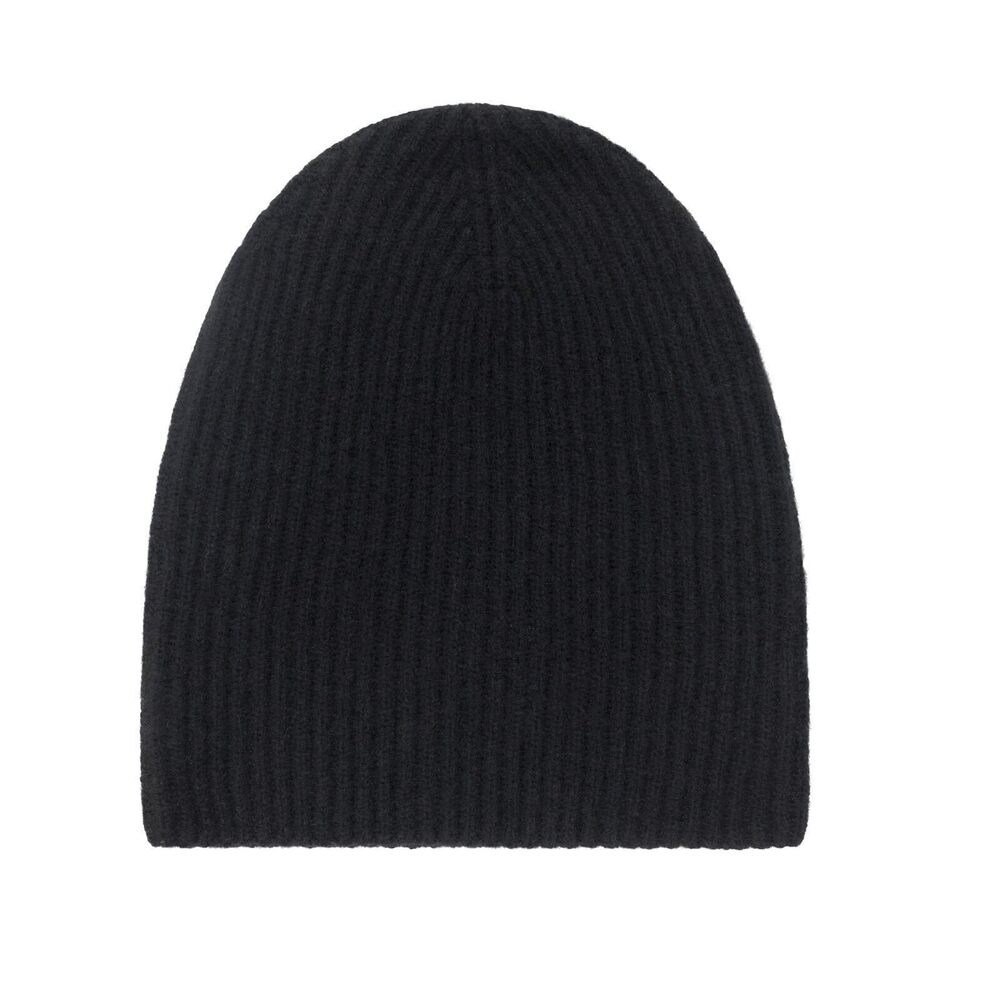 4241 Unisex Signature Cashmere Ribbed Beanie,Black,OS